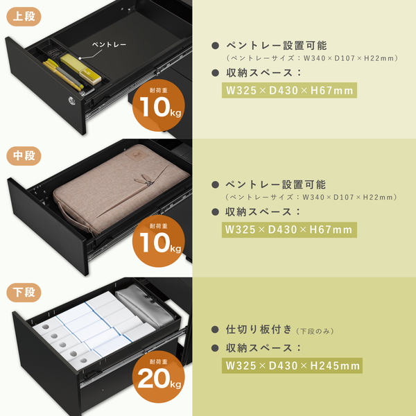 スチールワゴン スリム ブラック