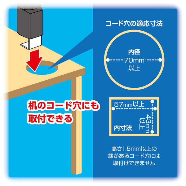 丸穴にも取り付け