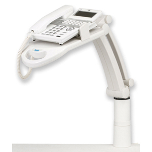 テレホンスタンドフレックス ハイタイプ 背面取り付け簡単 適応電話機幅130～220mm、質量1kgまで ベース回転範囲360° 最大クランプ取り付け幅60～20mm