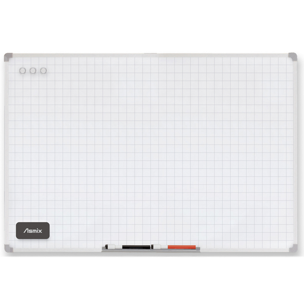 セクションボード LL 600×900mm 暗線入り（25×25mm方眼） マーカー&マグネット可 黒・赤マーカー イレーサー マグネット3個 トレー フック金具 ネジ