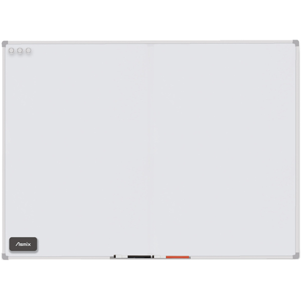 ホワイトボード 3L 900×1200mm 枠はPVC コーナーはABSで頑丈 付属品 イレーサー トレー 黒＋赤マーカー各1個 フック金具 ネジ マグネット3個