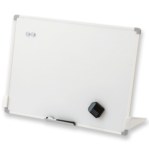 スタンド付きホワイトボード 無地面 シール付裏面用マグネット付き スタンドは取り外し可 Lサイズ450×600mm