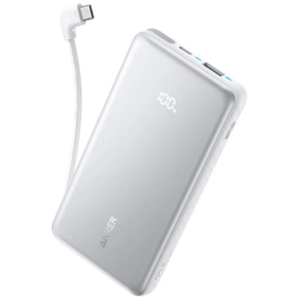 Anker Zolo Power Bank (10000mAh 22.5W Built-In USB-Cケーブル) ホワイト