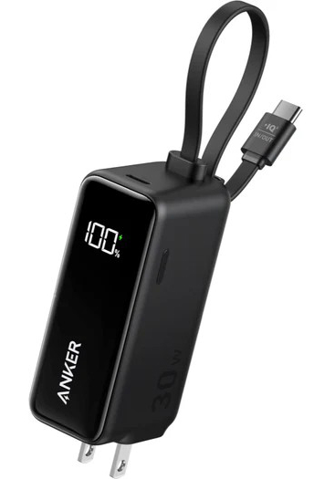 Anker Power Bank (30W Fusion Built-In USB-C ケーブル) ブラック