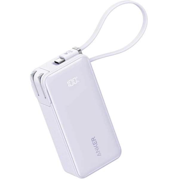 Anker Power Bank (10000mAh Fusion Built-In USB-C ケーブル) パープル