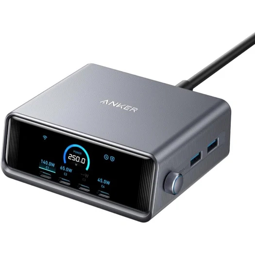 Anker Prime Charger (250W 6 Ports GaN) (USB PD 充電器 USB-A & USB-C) シルバー