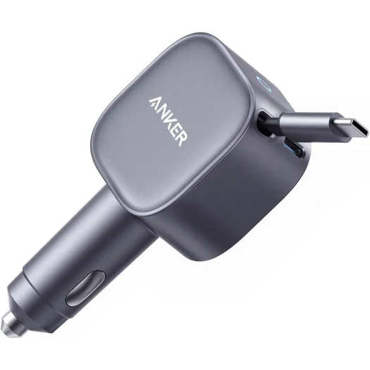 Anker Nano Car Charger (75W 巻取り式 USB-Cケーブル) グレー