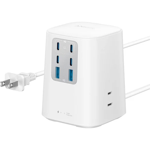 Anker Charging Station (9-in-1 100W) 【USBタップ/電源タップ/AC差込口 3口/USB-C 4ポート/USB-A 2ポート/1.5m延長コード】 ホワイト