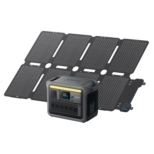 Anker Solix C1000 Portable Power Station (ダークグレー) with Anker Solix PS100 Compact Portable Solar Panel