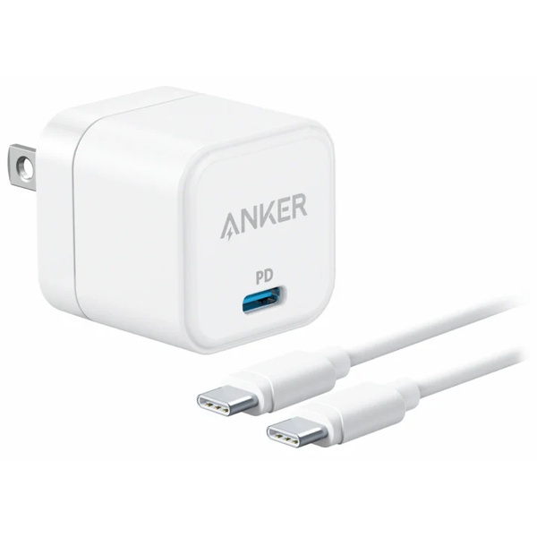 Anker PowerPort III 20W Cube with USB-C & USB-C ケーブル ホワイト