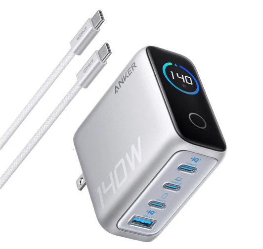 Anker Charger (140W 4 Ports) with USB-C & USB-C ケーブル シルバー