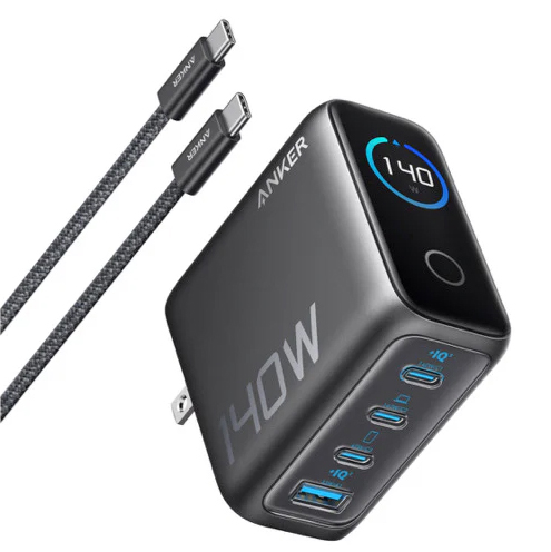 Anker Charger (140W 4 Ports) with USB-C & USB-C ケーブル ダークグレー