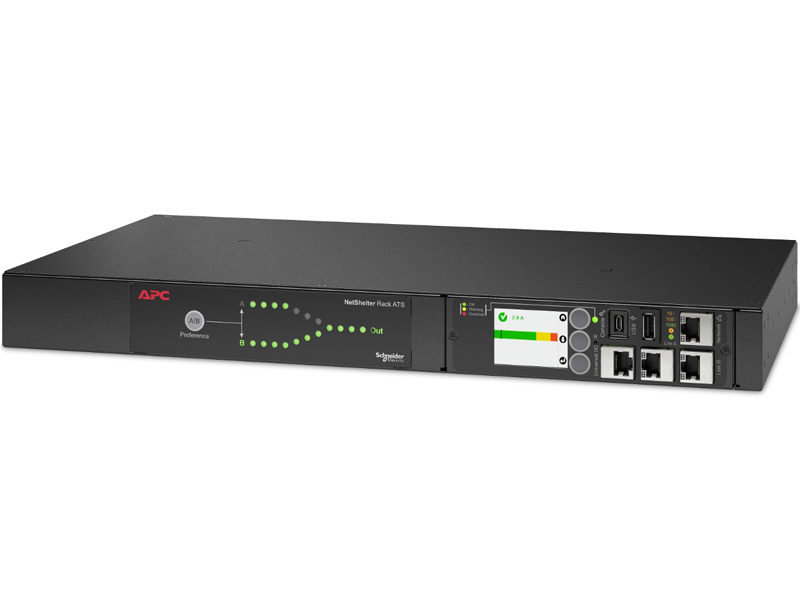 APC NetShelter Rack ATS、100V、15A、5-15 in、(10) 5-15R out