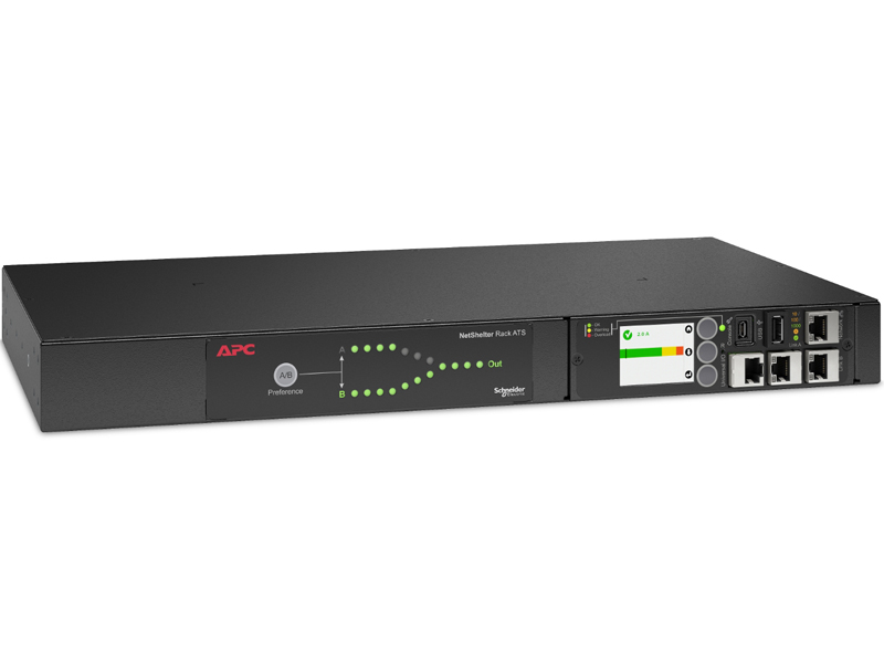 APC NetShelter Rack ATS、100V、15A、5-15 in、(10) 5-15R out