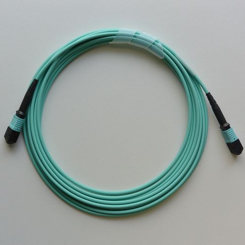 MPOパッチコード OM4-12芯 MPO(Pin無)/MPO(Pin無) メソッドB 2m アクア