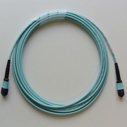 MPOパッチコード OM4-24芯 MPO(Pin無)/MPO(Pin無) メソッドA 5m アクア