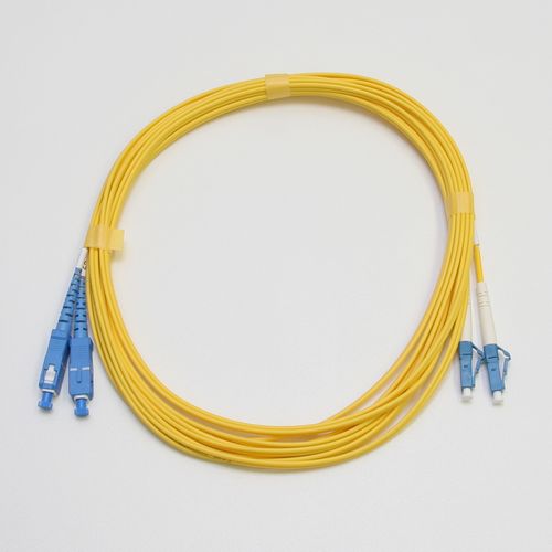 シングルモード光パッチコード 2芯メガネ LC-SC 10m 黄色