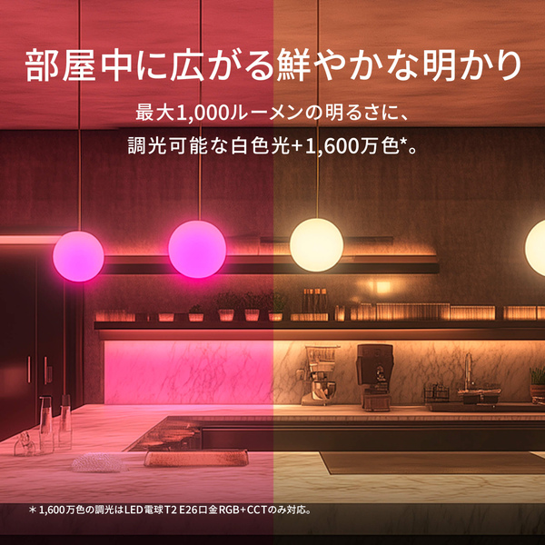 LED電球 T2 E26口金 RGB+CCT