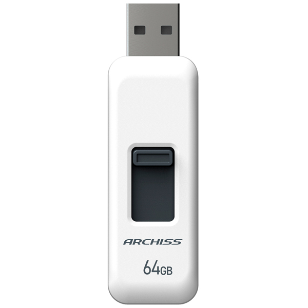 USB2.0 フラッシュメモリ 64GB スライド式 ホワイト