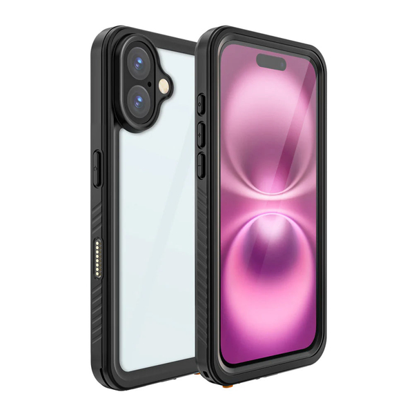 IP68 Waterproof Case with Hand Strap for iPhone 16 [ Black ]