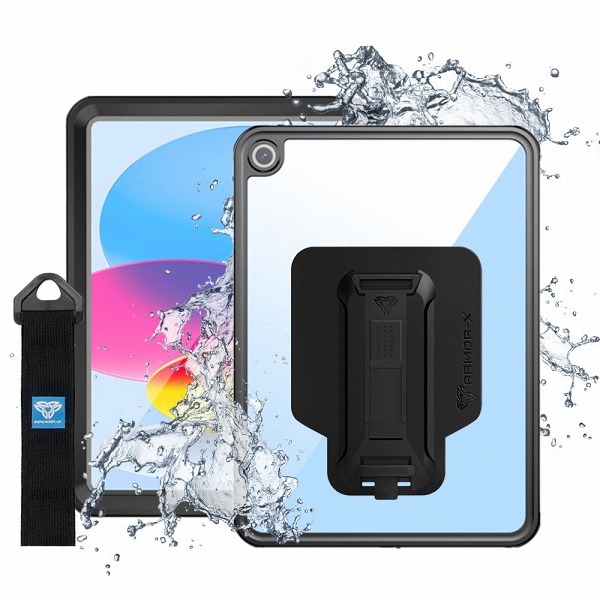 IP68 Waterproof Case with Hand Strap for iPad ( 10th ) [ Black ]