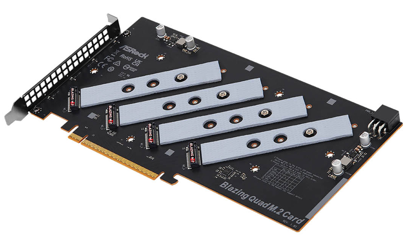 PCIe Gen5x4 M.2 4ポート増設 PCI Express 5.0 ボード BLAZING QUAD M.2 CARD