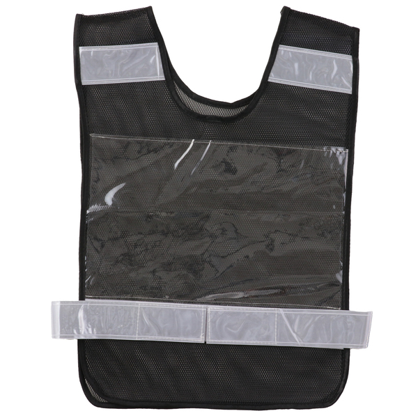 反射ビブスベスト(A4ゼッケンクリアポケット付き) ブラック