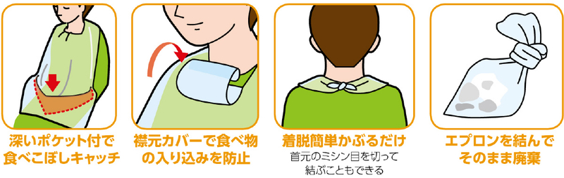 ポケット付使い捨て食事用エプロン 100枚入