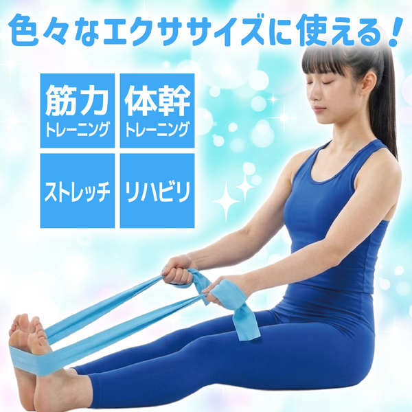 トレーニング用ラバーバンドチューブ ブルー