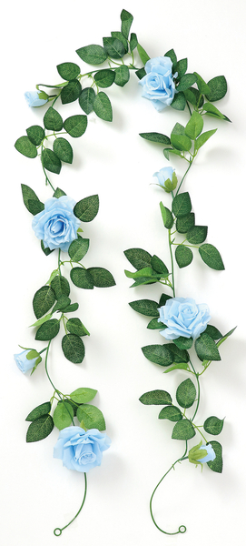 フェイクグリーン ガーランド バラ 青