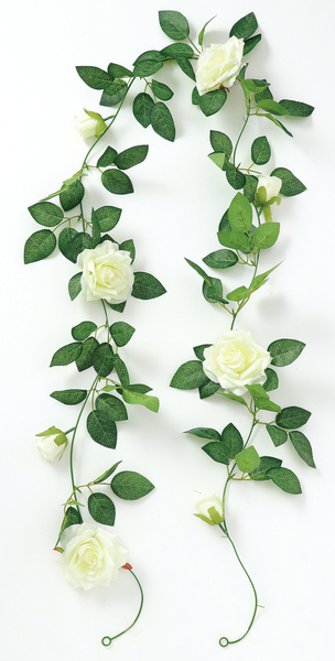 フェイクグリーン ガーランド バラ 白
