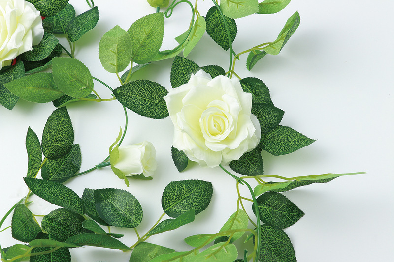 フェイクグリーン ガーランド バラ 白