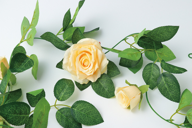 フェイクグリーン ガーランド バラ オレンジ