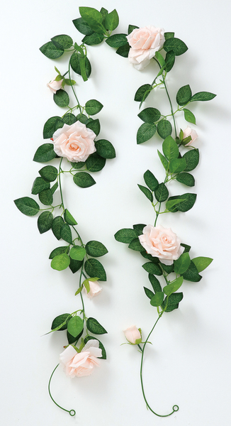 フェイクグリーン ガーランド バラ ピンク