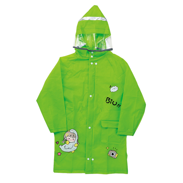 反射テープ付きレインコート 緑 M