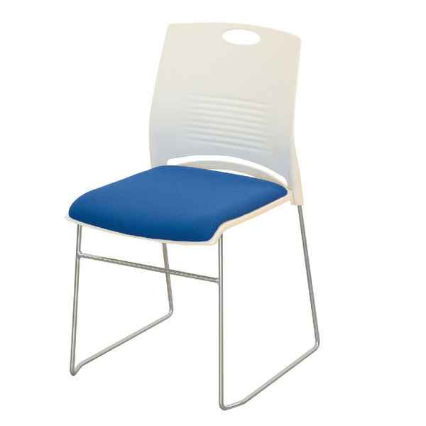 スタッキングチェア クッション付 白/青