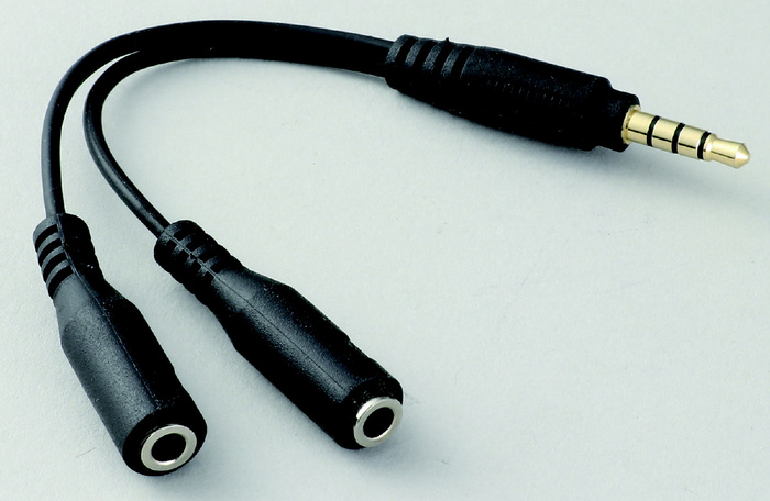 オーディオ分配ケーブル （イヤホン＋マイク用）