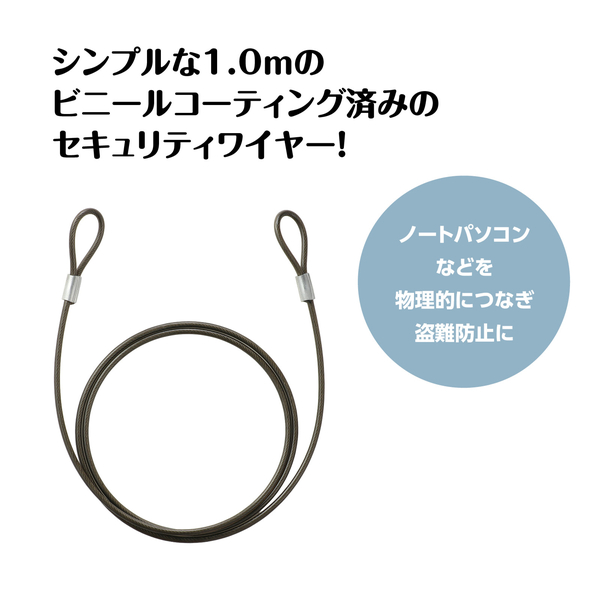 セキュリティワイヤー ワイヤーのみ ビニールコーティングタイプ 1m