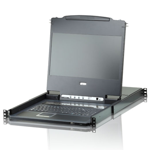 フルHDワイド対応8ポートUSB DVI KVMドロワー