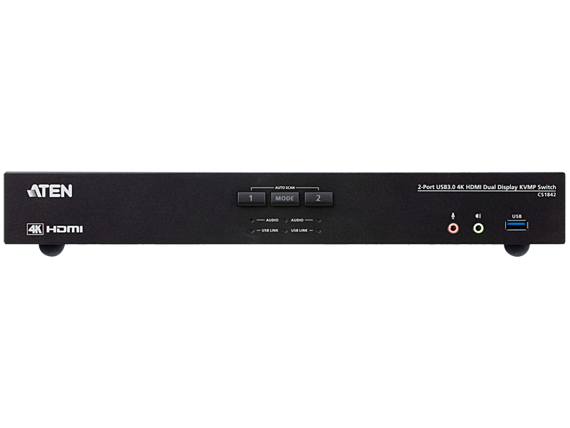 2ポート HDMIデュアルディスプレイ KVMPスイッチ（2ポートUSB 3.0ハブ搭載、4K対応）