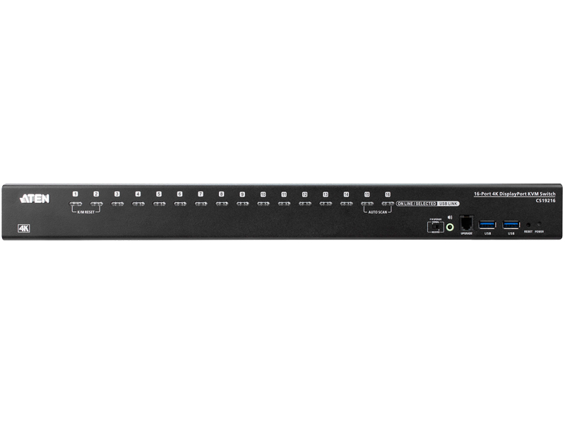 16ポート USB・DisplayPort KVMスイッチ（4K、USB 3.0対応）