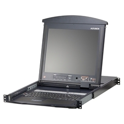 19インチLCD デュアルスライド 8ポートKVNドロワー ロングレール