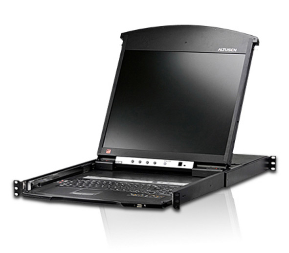 17インチLCD デュアルスライド 16ポート Over IP Cat5 KVMドロワー ショートレール