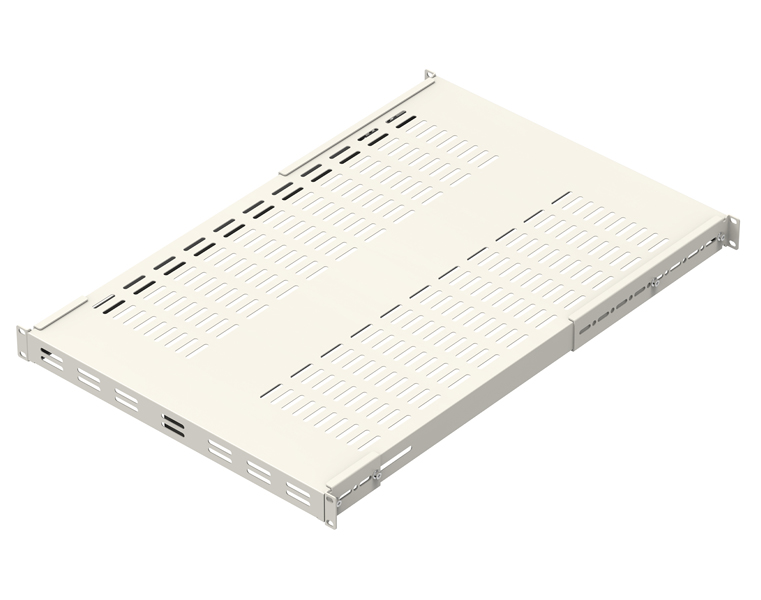 1U対応 奥行調整ロングレール付 スリット棚板 (奥行:700mm) 白