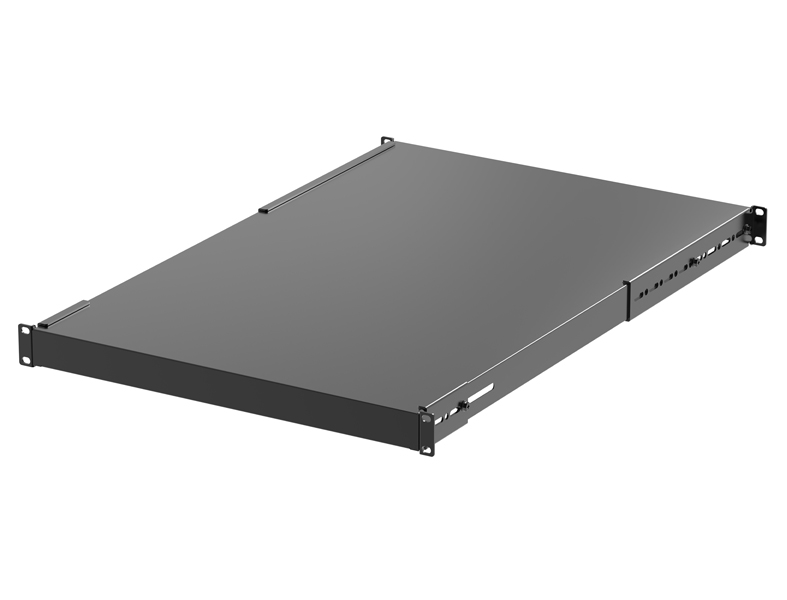 1U対応 奥行調整レール付 スリット棚板 (奥行:700mm) 黒