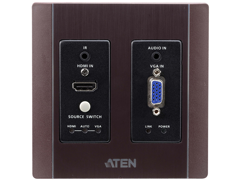 HDMI & VGA HDBaseTトランスミッター（USウォールプレート、POHタイプ、ブラウン）