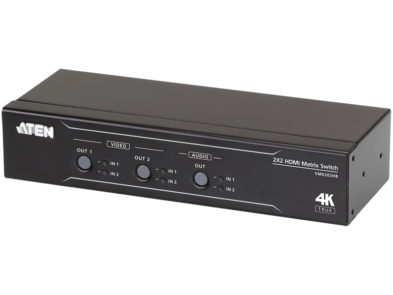 2入力2出力HDMIマトリックススイッチャー（4K60p対応、オーディオ・ディエンベデッド機能搭載）