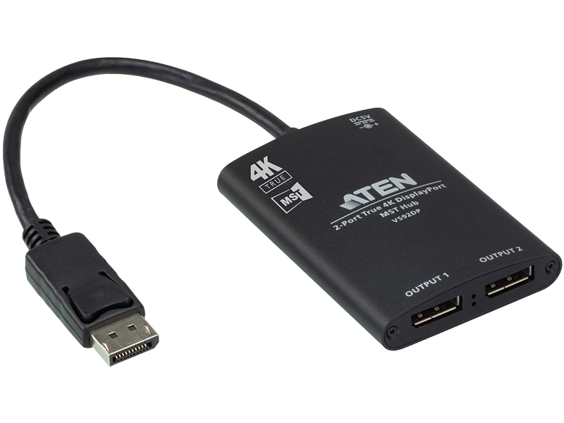 2ポート DisplayPort分配器（4K60p、MST対応）