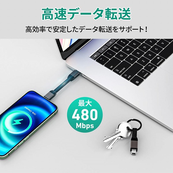 ケーブル Circlet Series [USB Type-C to Lightning] 10cm ブラック