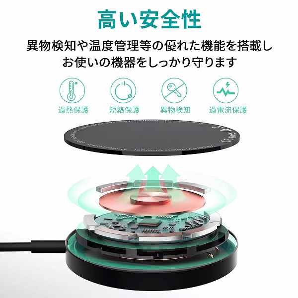 ワイヤレス充電器 MagSafe対応 Aircore 10W ブラック